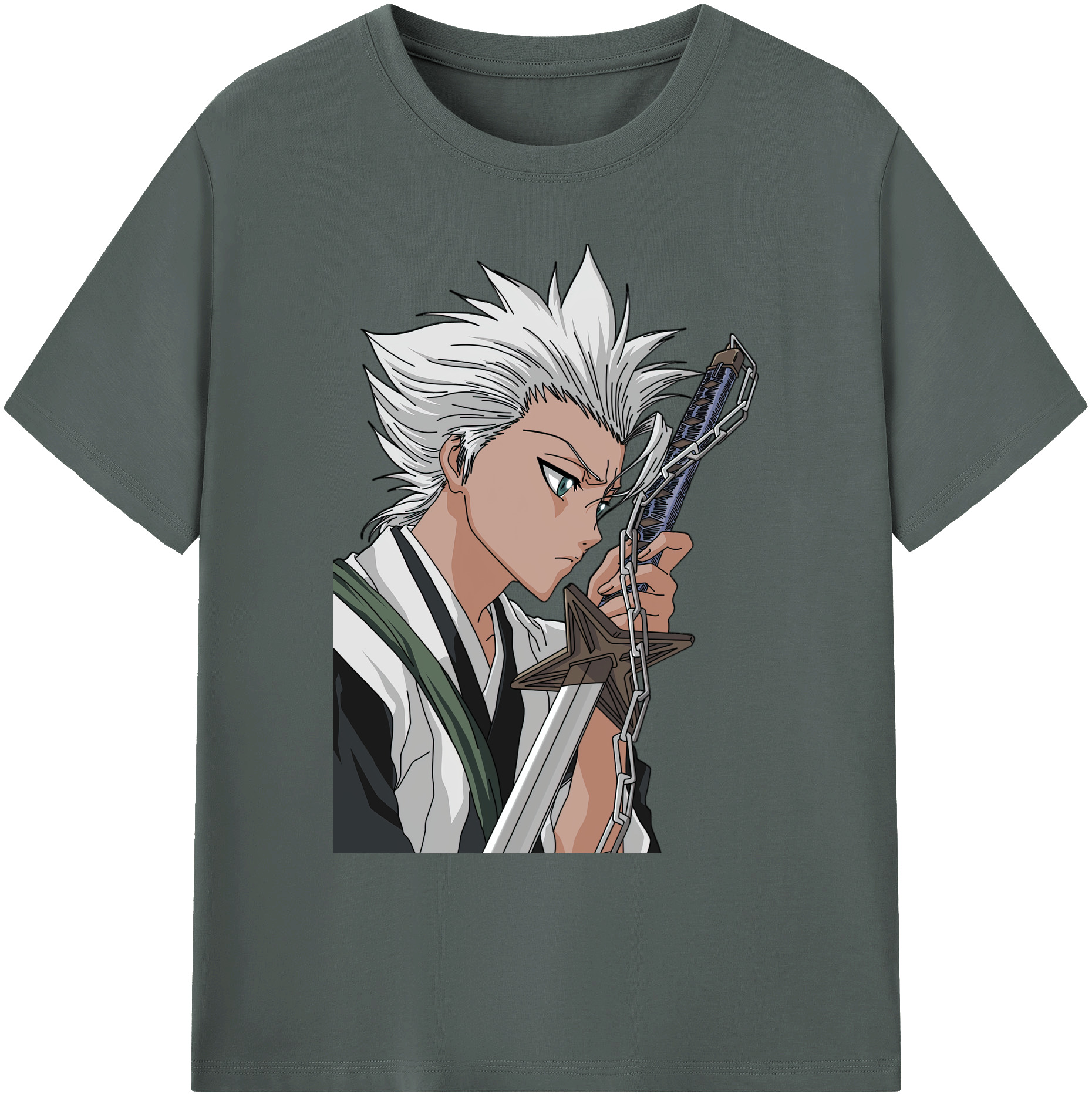 （画像用） ブリーチ 日番谷冬獅郎（ひつがや とうしろう） BLEACH Hitsugaya Toushirou 綿100％ メンズ半袖Tシャツ｜肌触りやわらか＆通気性